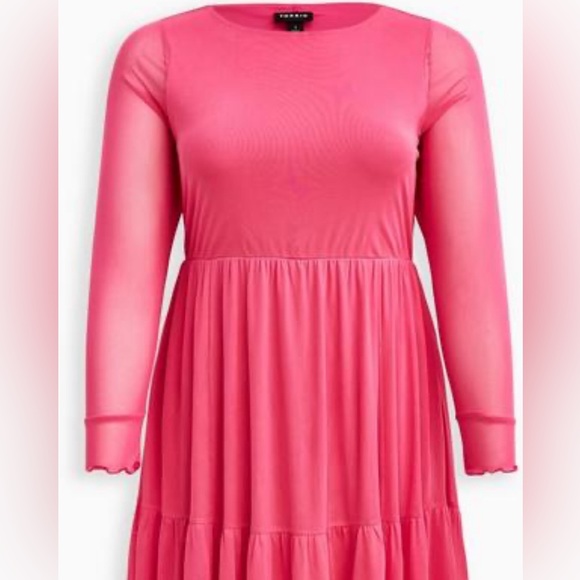 Torrid Pink Ruffle Tiered Mini Dress 6X NWT - Picture 1 of 5
